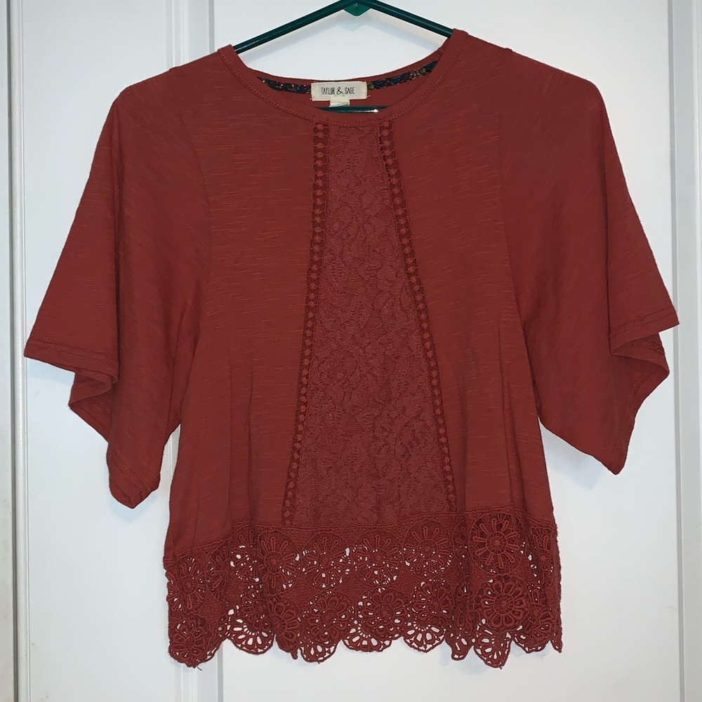 Burnt orange mid-length crop top